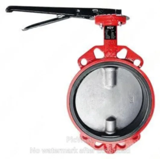 VÁLVULA MARIPOSA WAFER FE. DÚCTIL ASTM A536 A/BUNA-N 200 PSI (WOG) ISO 5211 DISCO INOX. 316 (CF8M) TIPO INDUSTRIAL C/PALANCA HGV