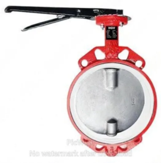 VÁLVULA MARIPOSA WAFER FIERRO DÚCTIL ASTM A536 ASIENTO TEFLÓN 200 PSI (WOG) ISO 5211 DISCO INOXIDABLE 316 (CF8M) TIPO INDUSTRIAL HGV