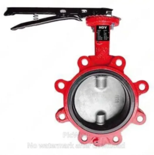 VÁLVULA MARIPOSA LUG FE. DÚCTIL ASTM A536 A/BUNA-N 200 PSI (WOG) ISO 5211 DISCO INOX. 316 (CF8M) TIPO INDUSTRIAL C/PALANCA HGV