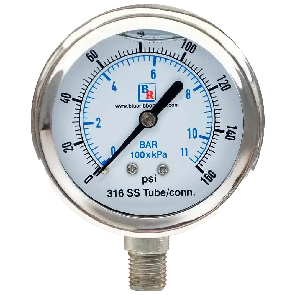 Manómetro C/Glicerina de Alta 0 – 500PSI conex. inf. 1/4″ SAE/68mm – R22-134A-404A-507A con flange