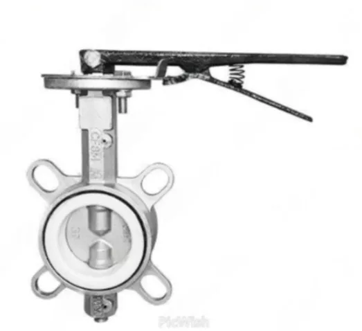 VÁLVULA MARIPOSA INOXIDABLE 316 (CF8M) WAFER ASIENTO TEFLÓN (RPTFE) CON PALANCA TIPO INDUSTRIAL SUN