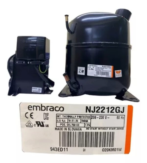 Motor compresor Embraco 1.1/2 HP R-404A NJ2212GJ