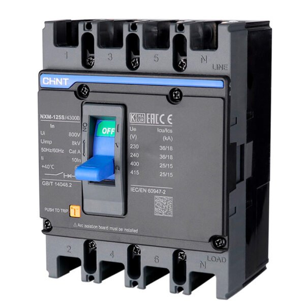 4P 100A Interruptor De Fuerza Fijo NXM-125S4300B Negro Chint