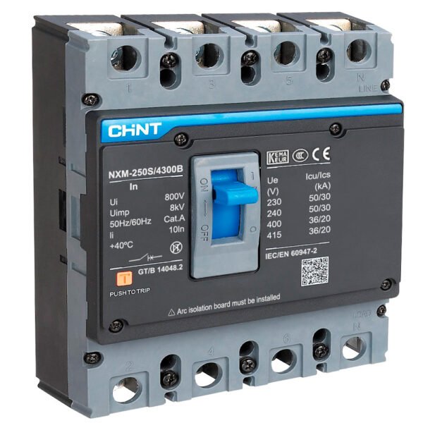 4P 250A INTERRUPTOR DE FUERZA FIJO NXM-250S/4300B Negro Chint