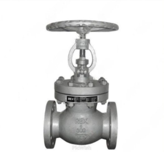 VÁLVULA GLOBO ACERO AL CARBONO ASTM A216 WCB ASIENTO 13% CR. CLASE 300 VASTAGO ASCENDENTE (OS&Y) BRIDADA ANSI B16.5 TIPO INDUSTRIAL REX